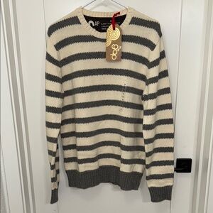GAP Cream and Gray Striped Crewneck Sweater USED NO TAGS